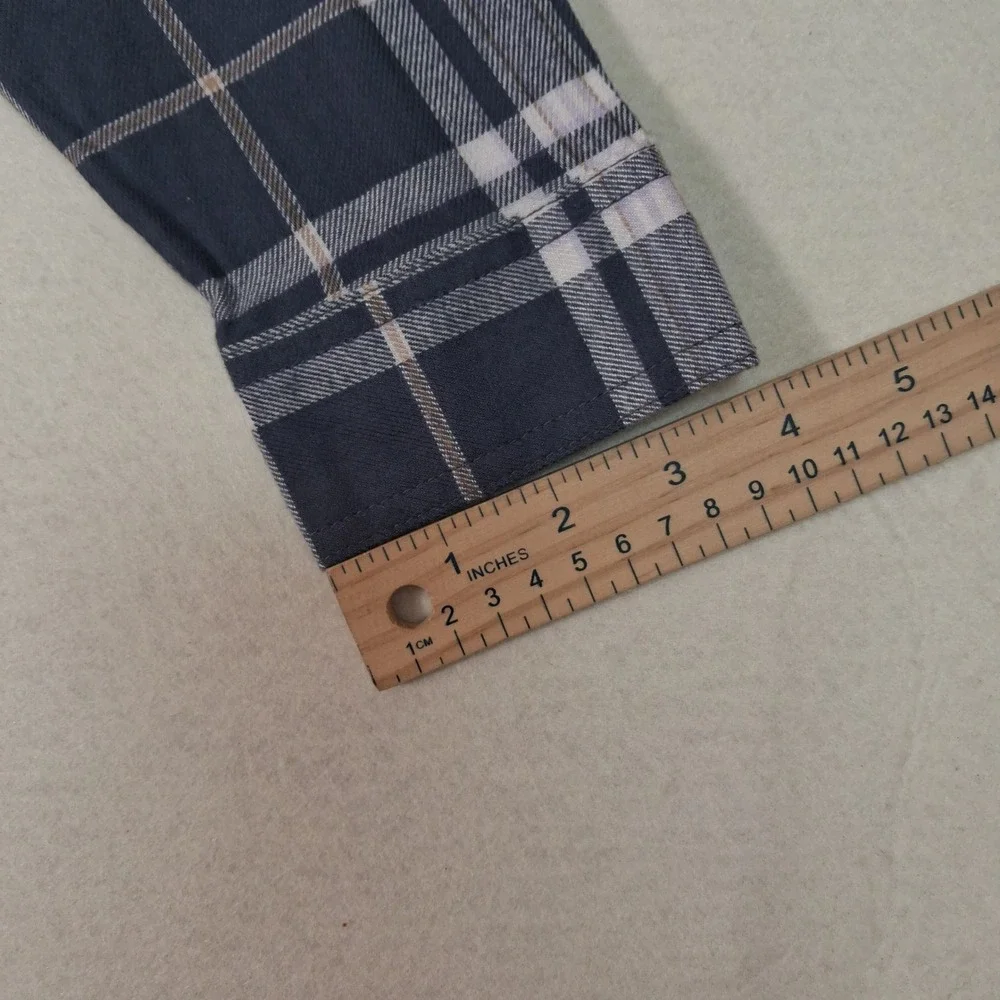 Wonder Nation Flannel Top Boys Size L 10-12 Slate Grey Plaid Button Down Shirt